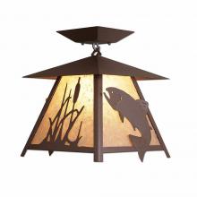 Avalanche Ranch Lighting M47681AL-27 - Smoky Mountain Close-to-Ceiling Large - Trout - Almond Mica Shade - Rustic Brown Finish
