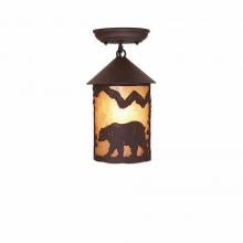 Avalanche Ranch Lighting M48425AL-27 - Cascade Close-to-Ceiling Small - Mountain Bear - Almond Mica Shade - Rustic Brown Finish