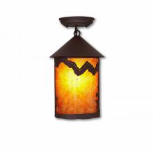 Avalanche Ranch Lighting M48501AM-27 - Cascade Close-to-Ceiling Medium - Rustic Plain - Amber Mica Shade - Rustic Brown Finish