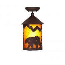Avalanche Ranch Lighting M48525AM-27 - Cascade Close-to-Ceiling Medium - Mountain Bear - Amber Mica Shade - Rustic Brown Finish