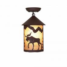 Avalanche Ranch Lighting M48527AL-27 - Cascade Close-to-Ceiling Medium - Mountain Moose - Almond Mica Shade - Rustic Brown Finish