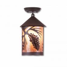 Avalanche Ranch Lighting M48540AL-27 - Cascade Close-to-Ceiling Medium - Spruce Cone - Almond Mica Shade - Rustic Brown Finish