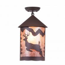 Avalanche Ranch Lighting M48621AL-27 - Cascade Close-to-Ceiling Large - Valley Deer - Almond Mica Shade - Rustic Brown Finish