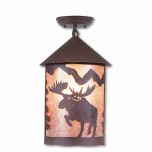 Avalanche Ranch Lighting M48622AL-27 - Cascade Close-to-Ceiling Large - Alaska Moose - Almond Mica Shade - Rustic Brown Finish