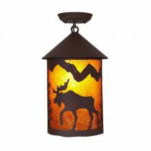 Avalanche Ranch Lighting M48627AM-27 - Cascade Close-to-Ceiling Large - Mountain Moose - Amber Mica Shade - Rustic Brown Finish