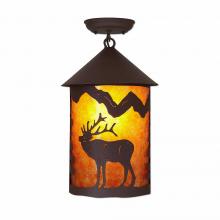 Avalanche Ranch Lighting M48633AM-27 - Cascade Close-to-Ceiling Large - Mountain Elk - Amber Mica Shade - Rustic Brown Finish