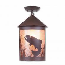 Avalanche Ranch Lighting M48681AL-27 - Cascade Close-to-Ceiling Large - Trout - Almond Mica Shade - Rustic Brown Finish