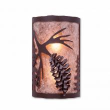 Avalanche Ranch Lighting M51840AL-27 - Cascade Exterior Sconce - Spruce Cone - Almond Mica Shade - Rustic Brown Finish