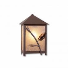 Avalanche Ranch Lighting M53120AL-27 - Hudson Sconce Small - Pine Cone - Almond Mica Shade - Rustic Brown Finish