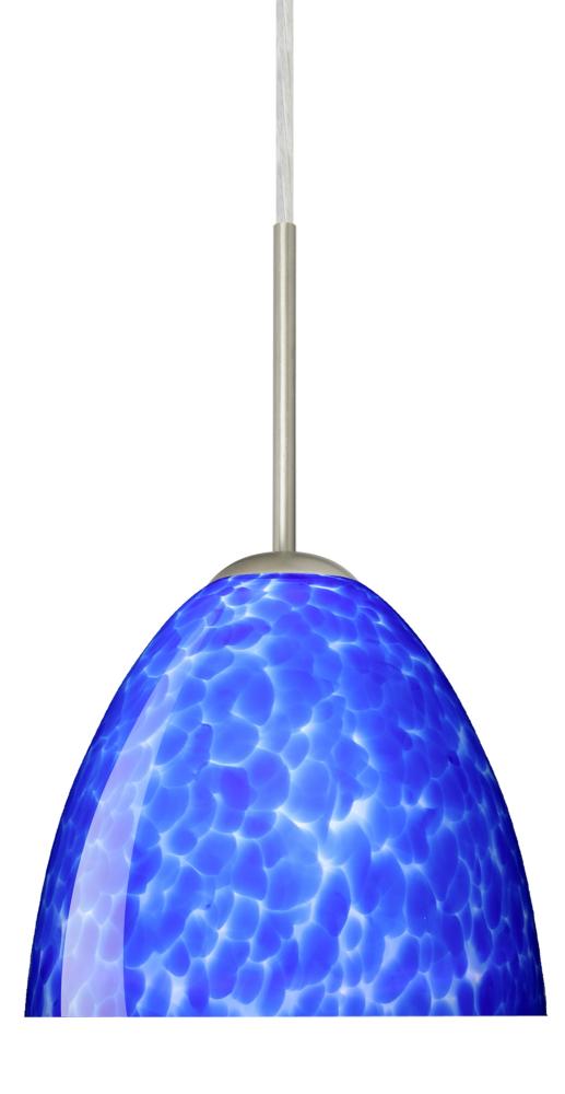 Besa Sasha LED Pendant 1Bc Blue Cloud Satin Nickel 1x9W LED