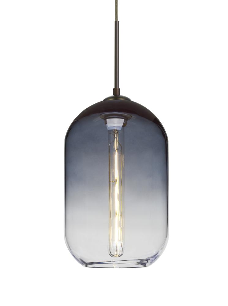 Besa, Omega 12 Cord Pendant, Steel/Clear, Bronze Finish, 1x4W LED Filament