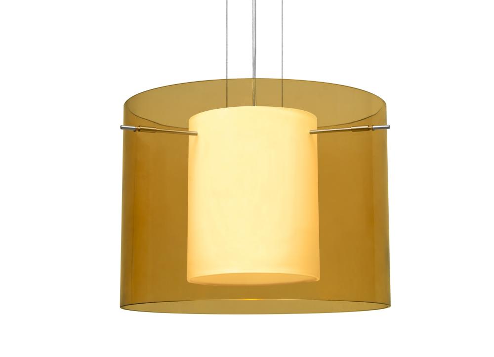 Besa Pendant Pahu 16 Satin Nickel Transparent Armagnac/Opal 1x150W Medium Base A21