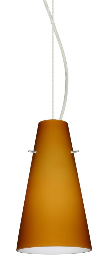 Besa Cierro LED Cable Pendant Amber Matte Satin Nickel 1x9W LED