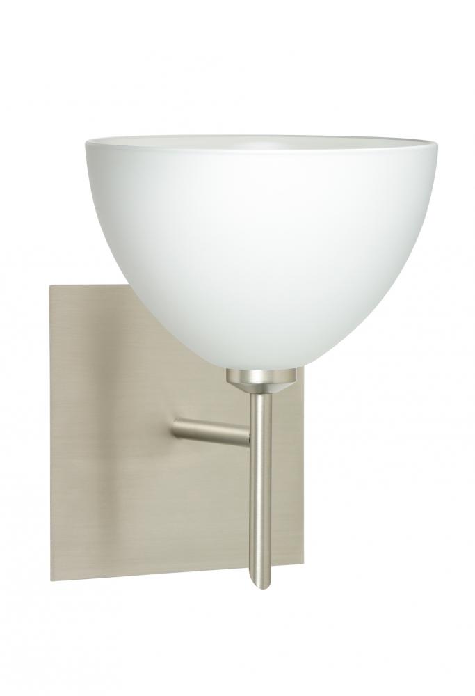 Besa Wall With SQ Canopy Brella Satin Nickel White 1x5W LED