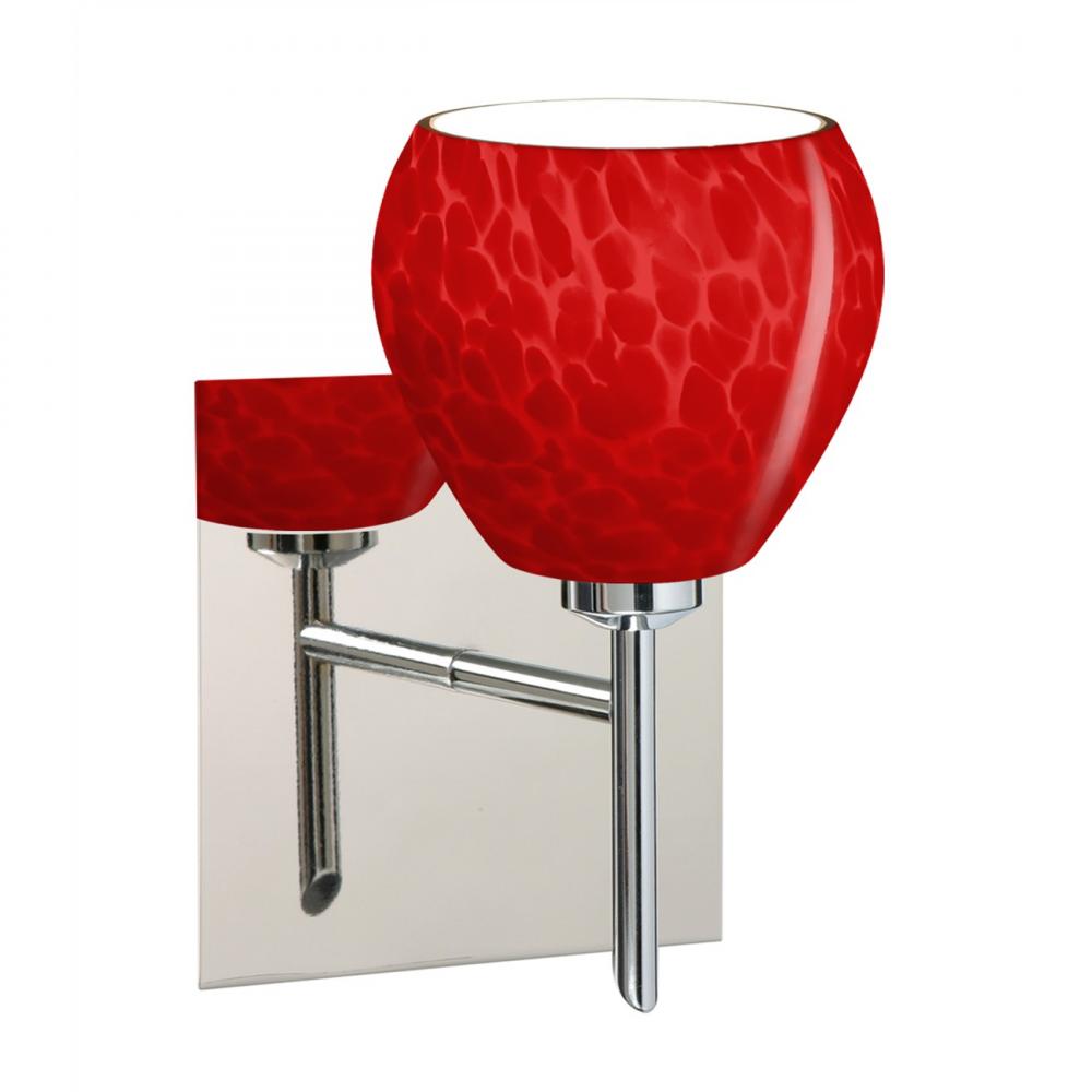 Besa, Tay Tay Mini Sconce with Square Canopy, Red Cloud, Chrome Finish, 1x5W LED