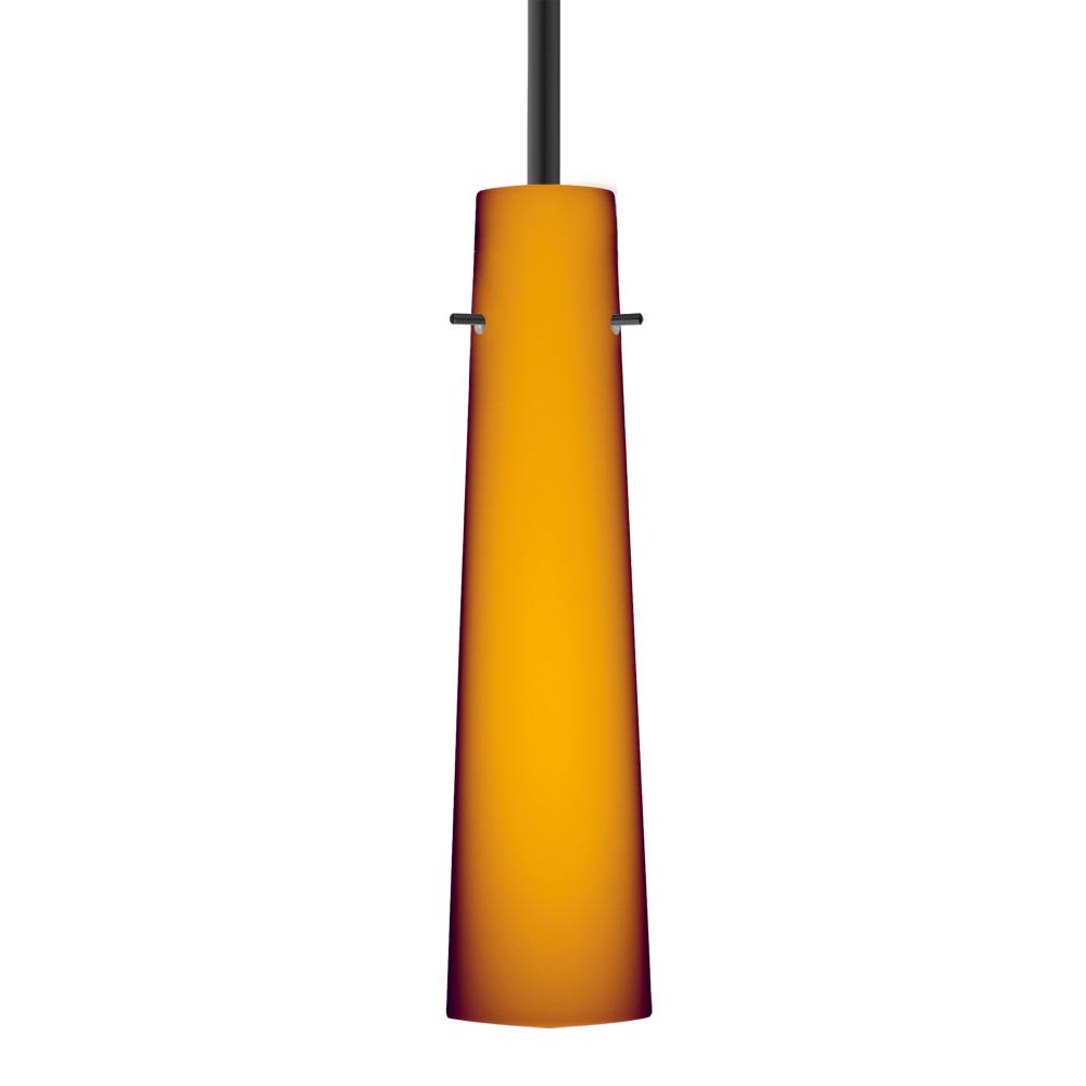 Besa Camino Stem Pendant Black Amber Matte 1x40W 40W MAX E12 Base