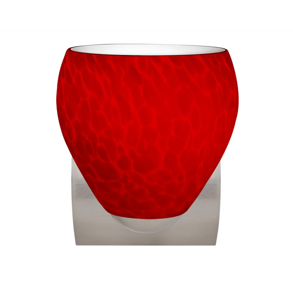 Besa, Bolla Mini Sconce, Red Cloud, Satin Nickel Finish, 1x9W LED