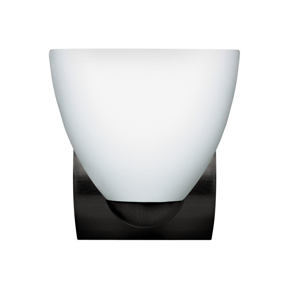 Besa, Sasha Mini Sconce, Opal Matte, Black Finish, 1x60W E26 Base