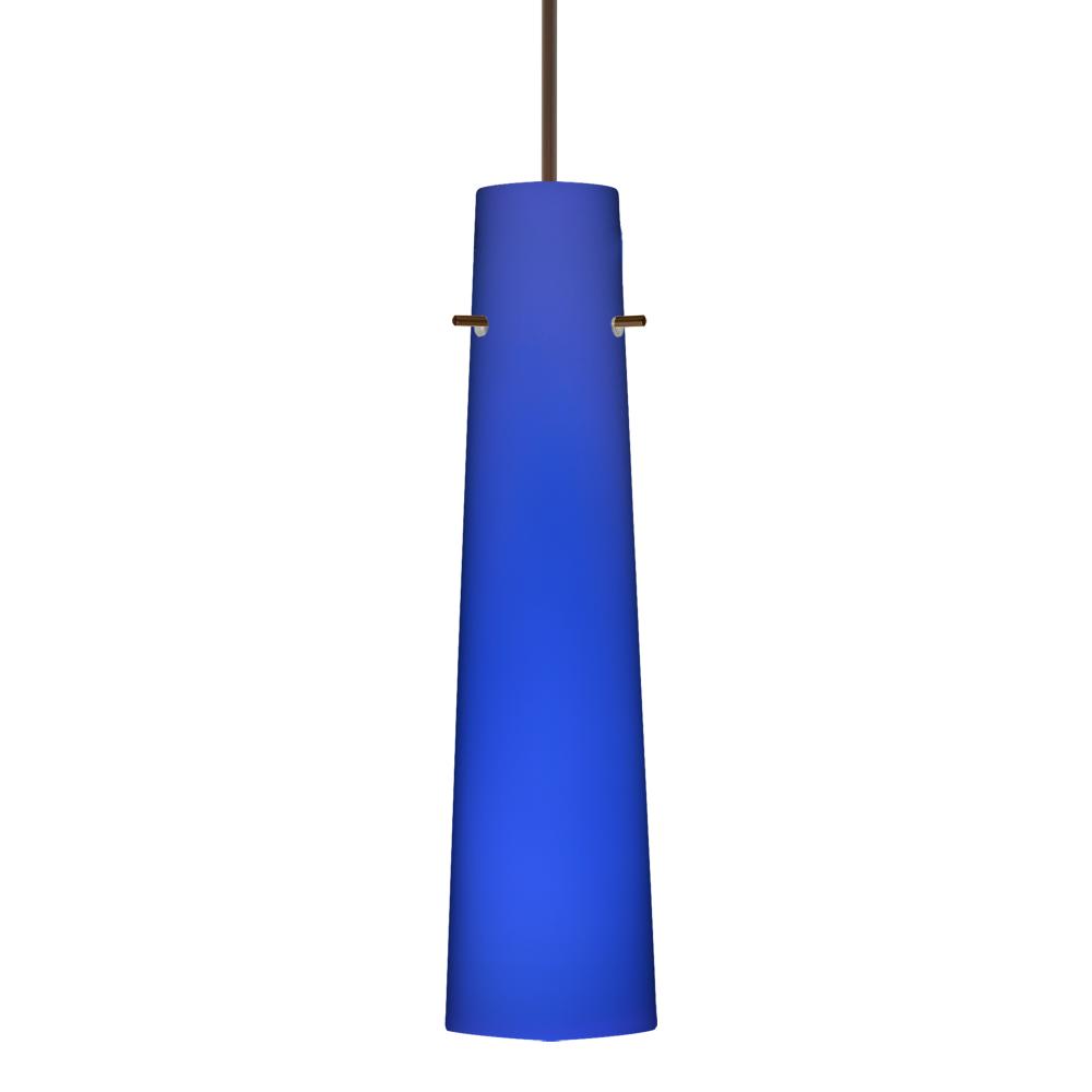 Besa Camino Pendant Bronze Cobalt Blue Matte 1x50W Halogen, 15Ft. Cord