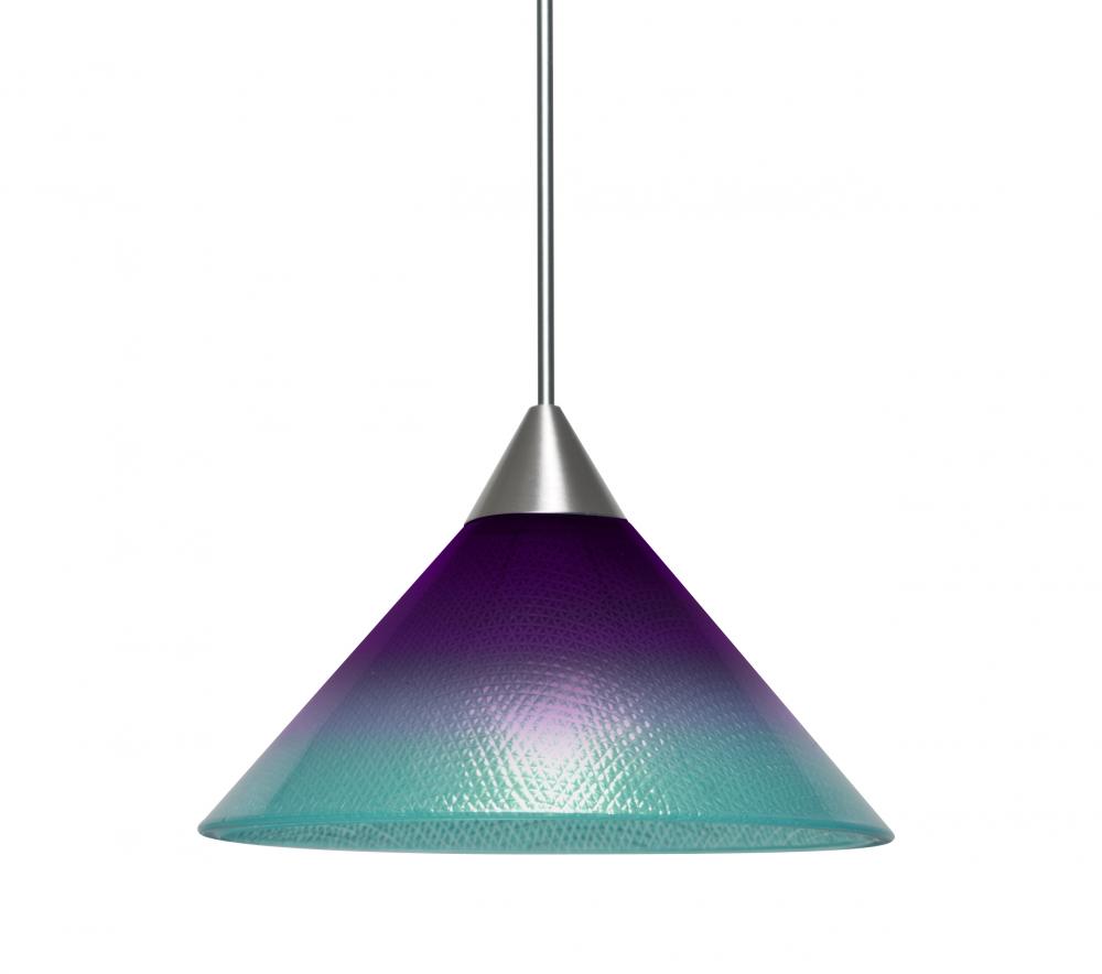 Besa, Jade Cord Pendant, Purple/Blue, Satin Nickel Finish, 1x3W LED