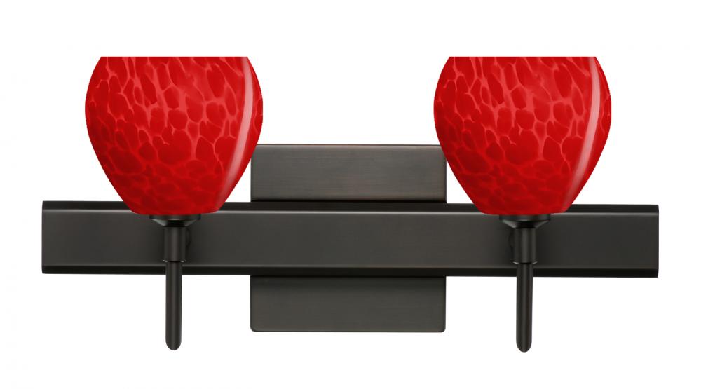Besa, Tay Tay Vanity with Square Canopy, Red Cloud, Bronze Finish, 2x40W G9 Base