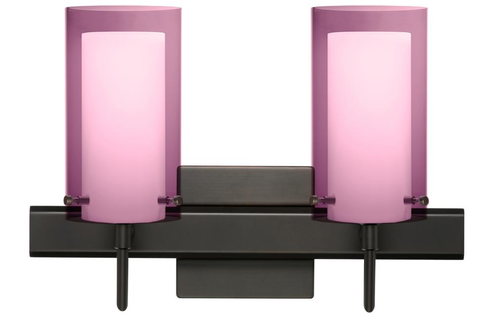 Besa Pahu 4 Wall With SQ Canopy 2SW Transparent Amethyst/Opal Bronze 2x5W LED