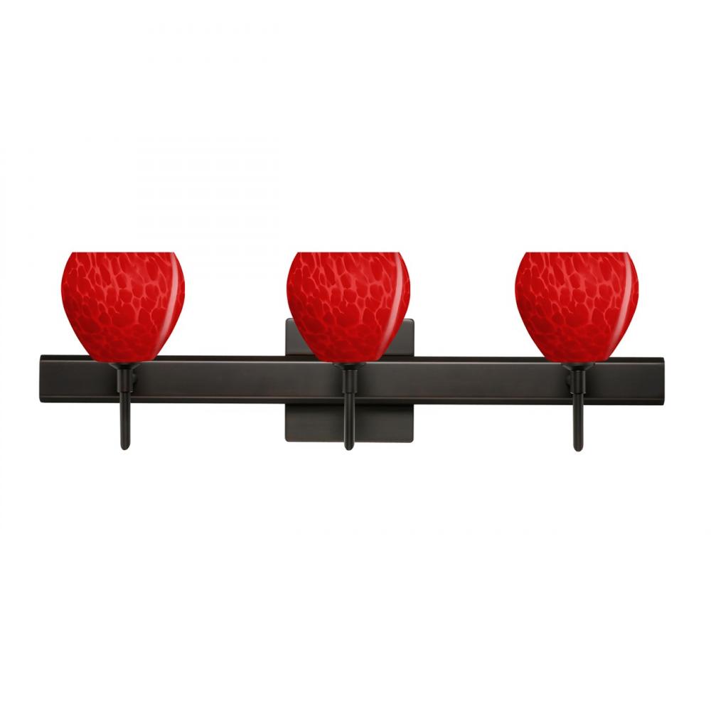 Besa, Tay Tay Vanity with Square Canopy, Red Cloud, Bronze Finish, 3x40W G9 Base