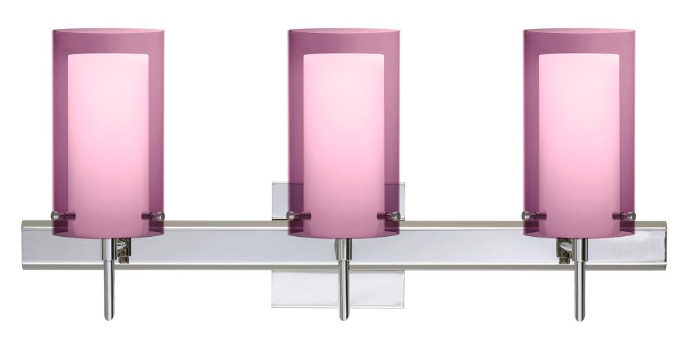 Besa Pahu 4 Wall With SQ Canopy 3SW Transparent Amethyst/Opal Chrome 3x5W LED