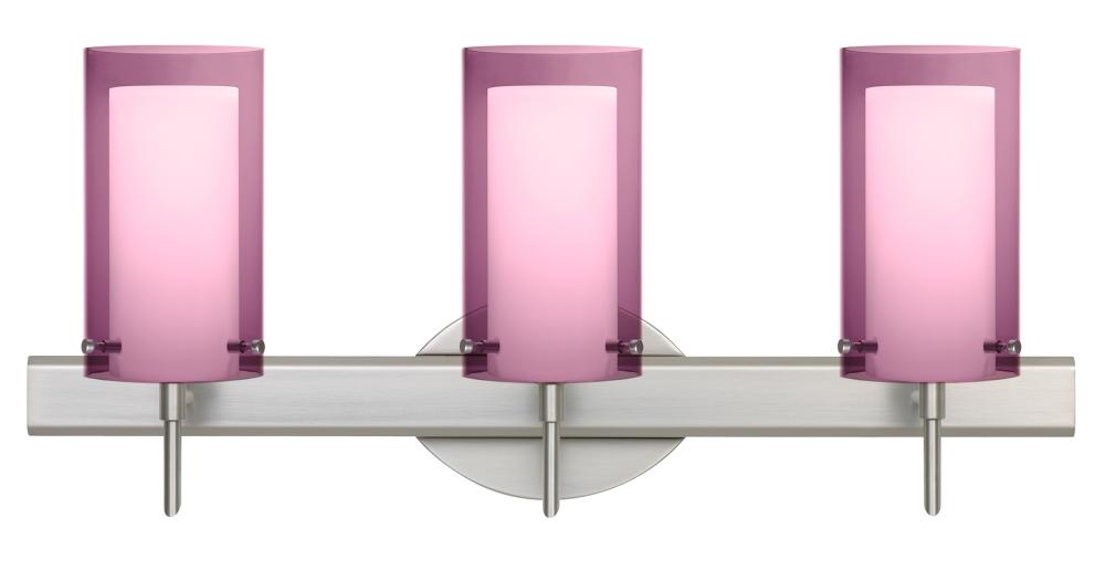 Besa Pahu 4 Wall 3SW Transparent Amethyst/Opal Satin Nickel 3x5W LED