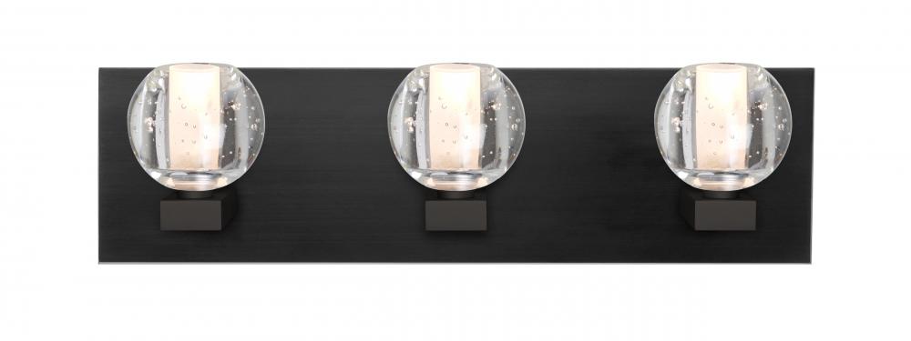 Besa, Boca Vanity, Clear Bubble, Black Finish, 3x3W LED