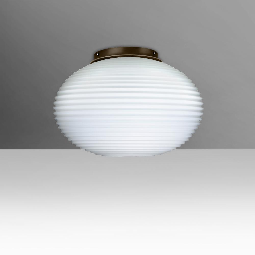 Besa, Pape 10 Ceiling, Opal Ribbed, Bronze Finish, 1x9W LED