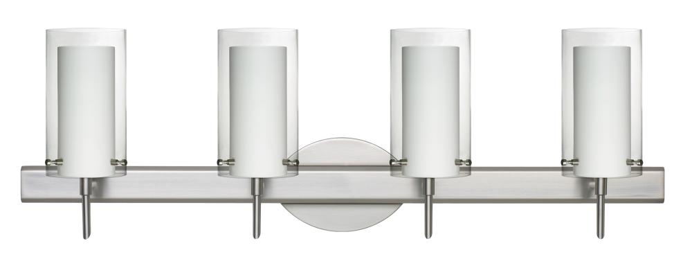 Besa Pahu 4 Wall 4SW Clear/Opal Satin Nickel 4x5W LED