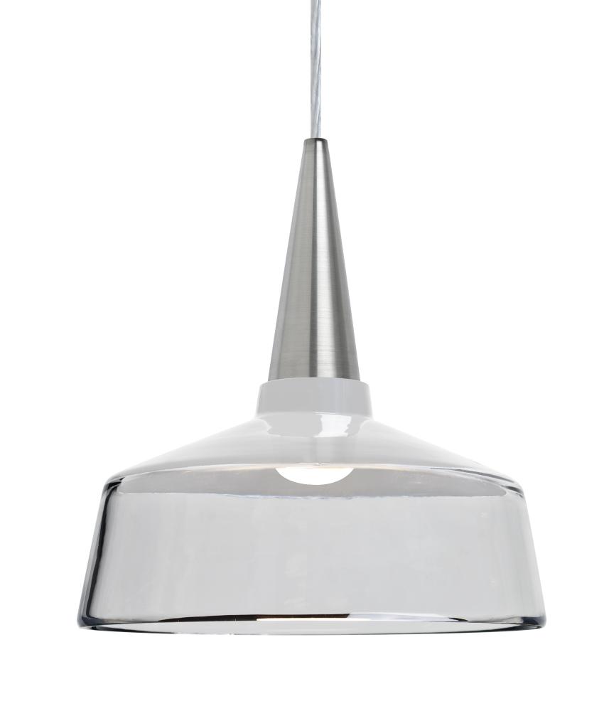 Besa, Baron 10 Cord Pendant for Mulitport Canopy, White/Clear, Satin Nickel Finish, 1