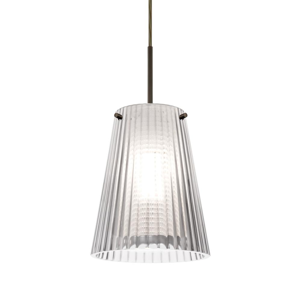 Besa Dion Pendant for Multiport Canopy, Clear Shade, Bronze Finish, 1x9W LED