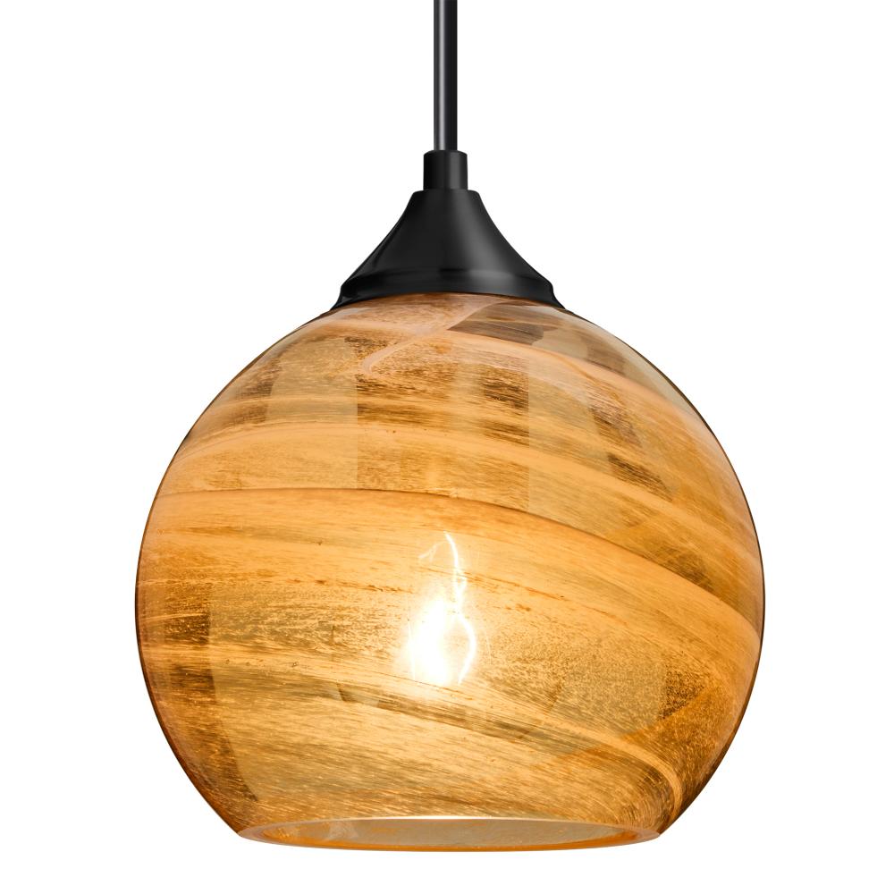 Besa, Jilly Cord Pendant For Multiport Canopy, Vapor Amber, Black Finish, 1x60W MAX E26 Base