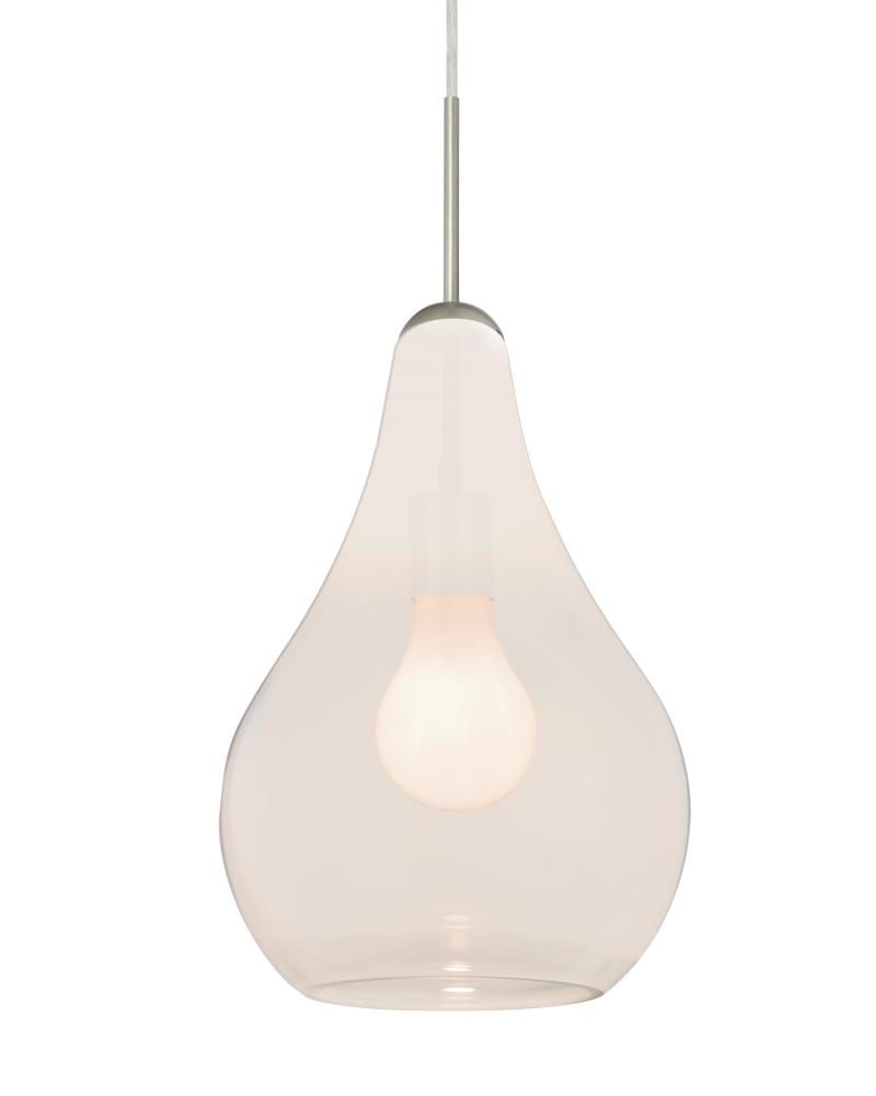 Besa, Leon Cord Pendant for Multiport Canopy, Milky White, Satin Nickel Finish, 1x60W