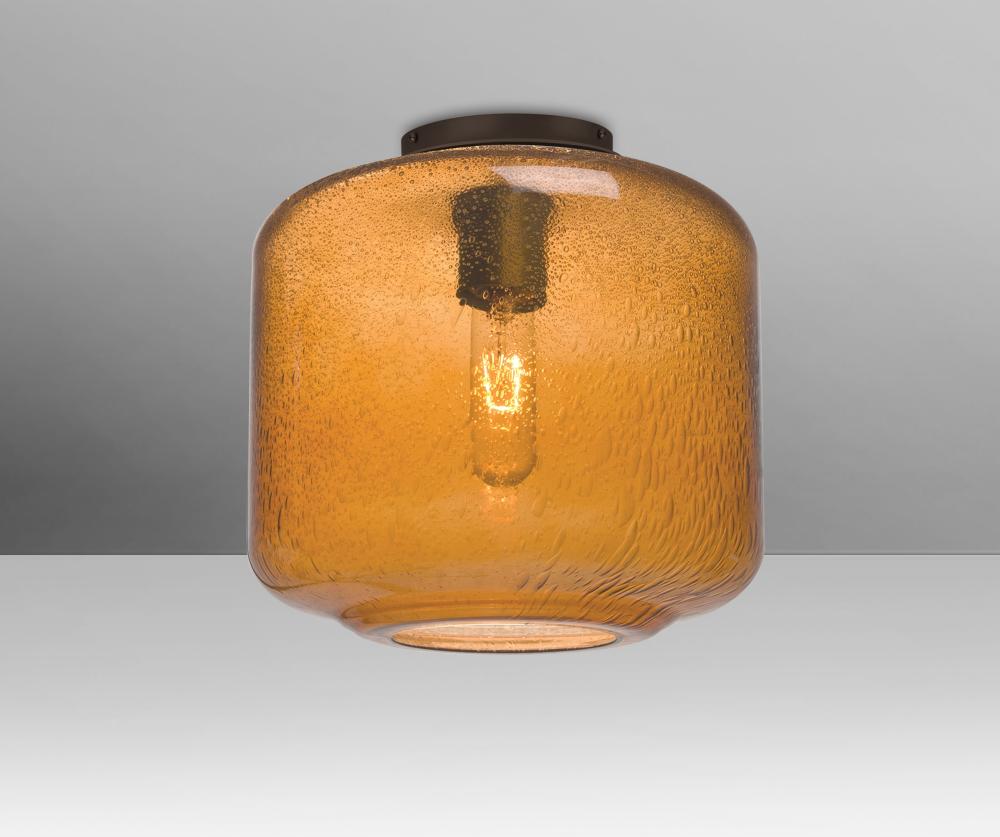 Besa Niles 10 Ceiling, Amber Bubble, Bronze Finish, 1x60W T10