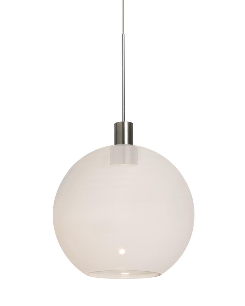Besa, Newton 8 Cord Pendant for Multiport Canopy, Milky White, Satin Nickel Finish, 1