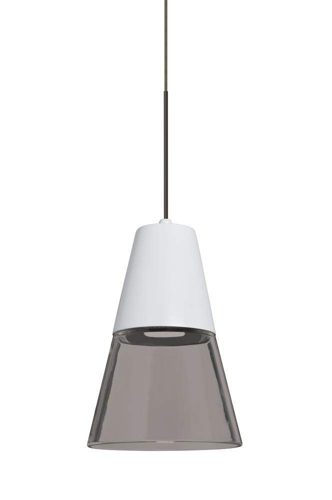 Besa, Timo 6 Cord Pendant,Smoke/White, Bronze Finish, 1x9W LED