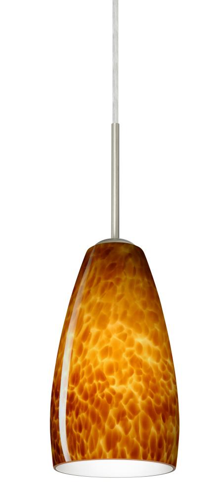 Besa Chrissy Pendant For Multiport Canopy Satin Nickel Amber Cloud 1x9W LED