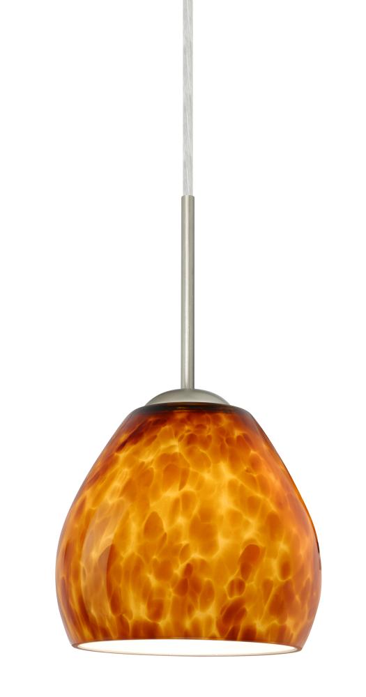 Besa Bolla Pendant Satin Nickel Amber Cloud 1x50W Candelabra