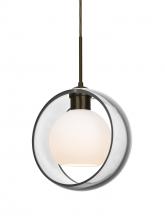 Besa Lighting 1JC-MANACL-BR - Besa Mana Pendant, Clear/Opal, Bronze Finish, 1x60W Medium Base