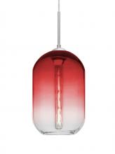 Besa Lighting 1JC-OMEGA12RD-EDIL-SN - Besa, Omega 12 Cord Pendant, Red/Clear, Satin Nickel Finish, 1x4W LED Filament