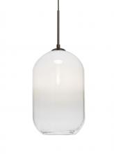 Besa Lighting 1JT-OMEGA12WH-BR - Besa, Omega 12 Cord Pendant,White/Clear, Bronze Finish, 1x60W Medium Base