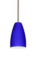 Besa Lighting 1TT-1511CM-LED-SN - Besa Riva 9 LED Pendant 1Tt Cobalt Blue Matte Satin Nickel 1x9W LED