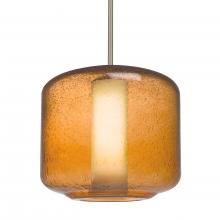 Besa Lighting 1TT-NILES10AO-LED-SN - Besa Niles 10 Pendant, Amber Bubble/Opal, Satin Nickel Finish, 1x5W LED