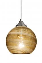 Besa Lighting 1JT-JILLYAM-SN - Besa, Jilly Cord Pendant, Vapor Amber, Satin Nickel Finish, 1x60W Medium Base