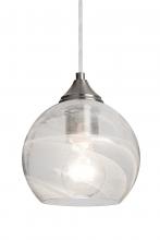 Besa Lighting 1JT-JILLYCL-SN - Besa, Jilly Cord Pendant, Vapor Clear, Satin Nickel Finish, 1x60W Medium Base