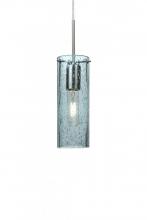 Besa Lighting 1JT-JUNI10BL-SN - Besa, Juni 10 Cord Pendant, Blue Bubble, Satin Nickel, 1x60W Medium Base