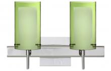 Besa Lighting 2SW-L44007-CR-SQ - Besa Pahu 4 Wall With SQ Canopy 2SW Transparent Olive/Opal Chrome 2x40W G9